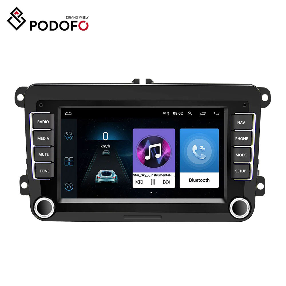 PODOFO Car Multimedia Player Android 9.1 2 Din GPS Car Stereo Radio 7