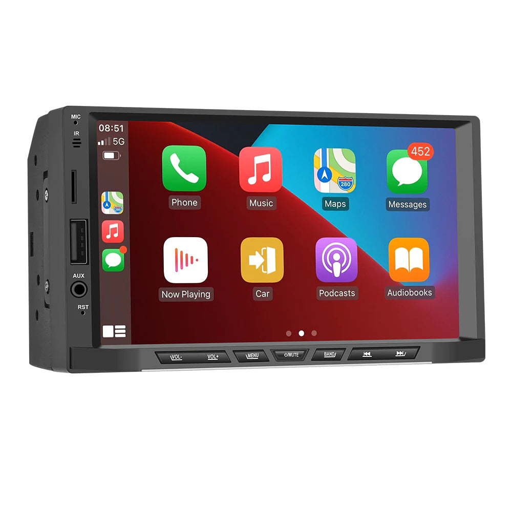 Podofo Car Multimedia Player, Double DIN Car Stereo Radio, 7'' Touch Screen, Support Bluetooth, Tf/usb Rear View