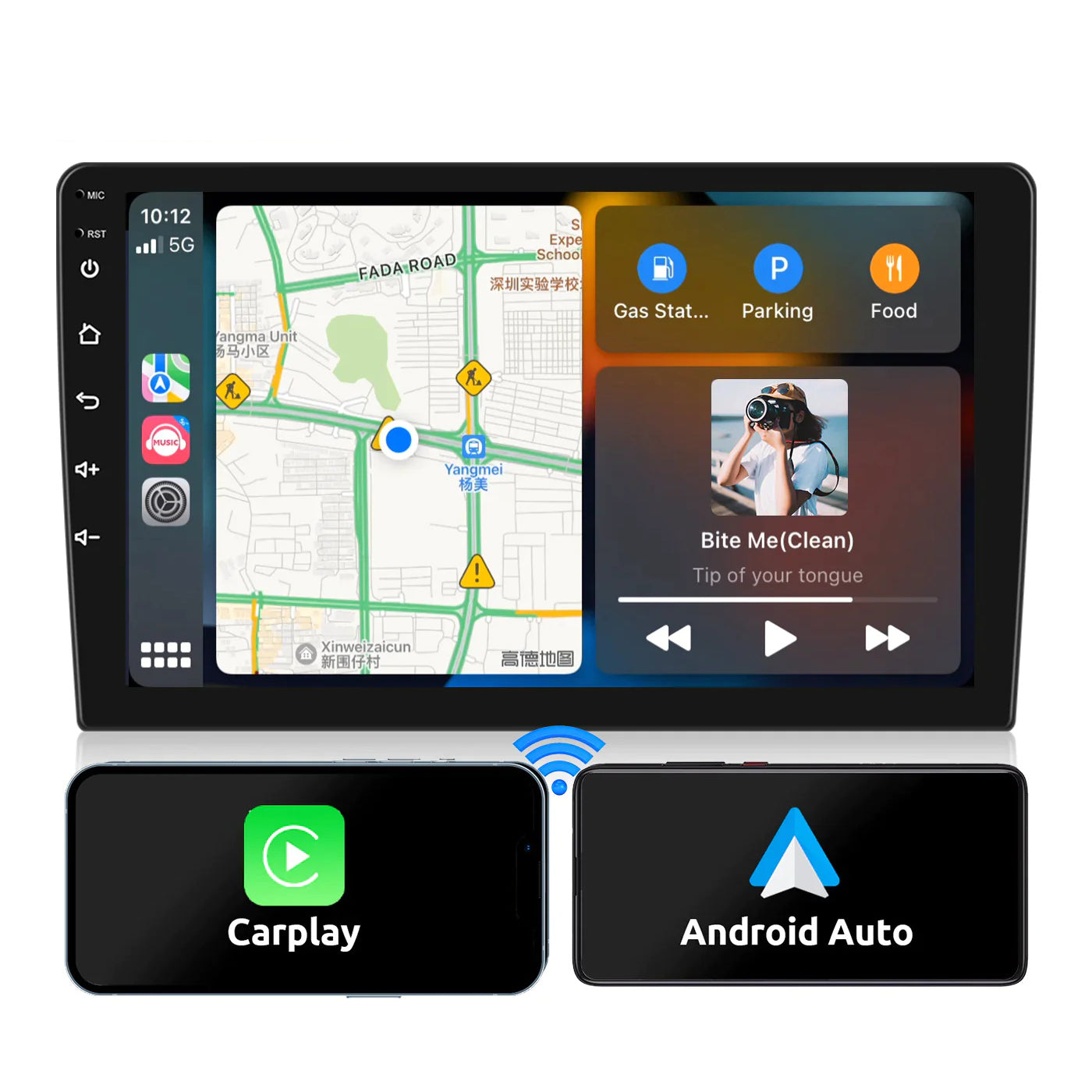 Podofo Double DIN Car Stereo Compatible with Apple CarPlay & Android Auto, 9 inch Car Audio Receivers with HD Touchscreen