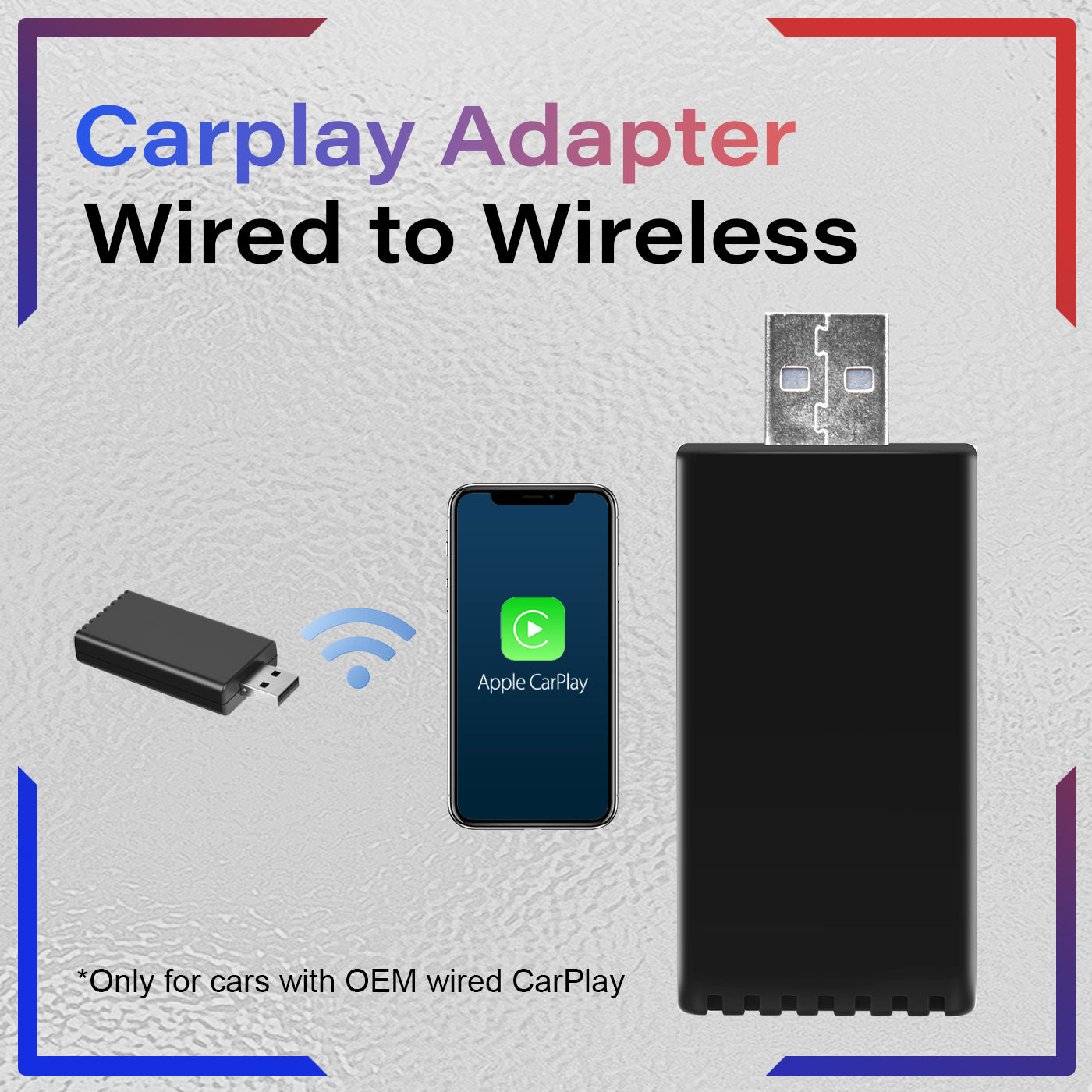  Apple Carplay Wireless Adapter, Wireless Carplay Dongle,  Bluetooth Carplay Adapter, Convert Wired to Wireless, Plug & Play, Easy to  Install, Stable Reliable Connection, Auto Connection, Low Latency :  Electronics