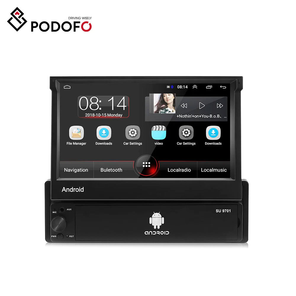 Podofo 1 Din 7 « Universal Car Radio Gps Navigation Autoradio Video Player  Bluetooth Rétractable Écran Tactile Mp5 Stéréo Audio