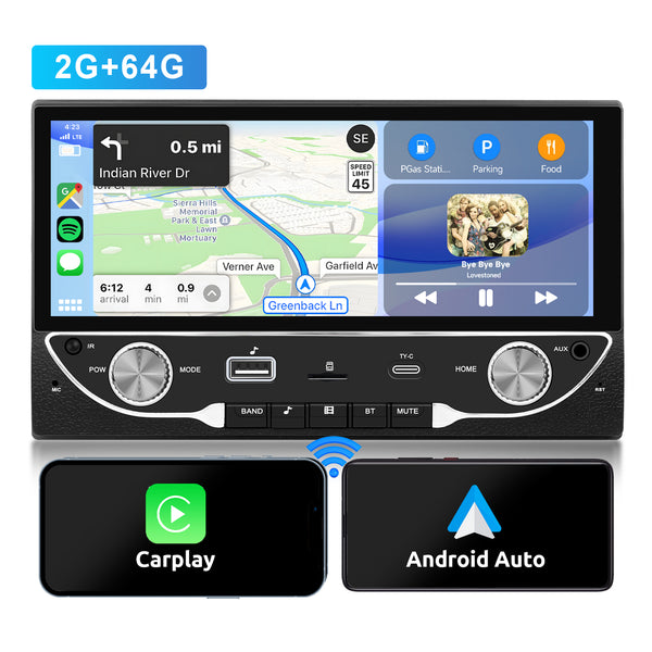 8-core 4+64G Android 12.0 Double Din Car Stereo with Wireless  Carplay/Android Auto 7 Inch IPS Touch Screen Car Radio Support phonelink  GPS Navigation
