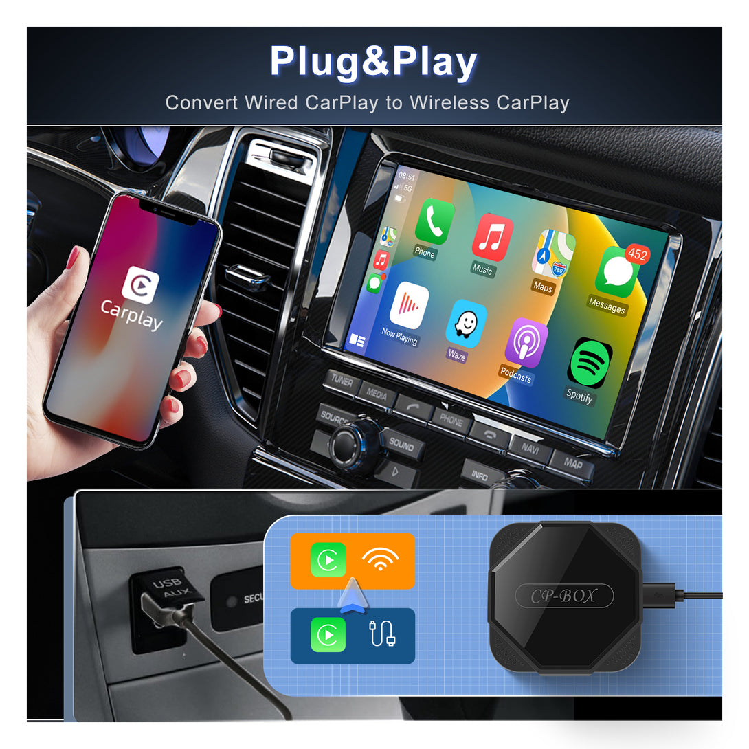 PODOFO New Upgrade Wireless CarPlay Adapter for Factory Wired CarPlay