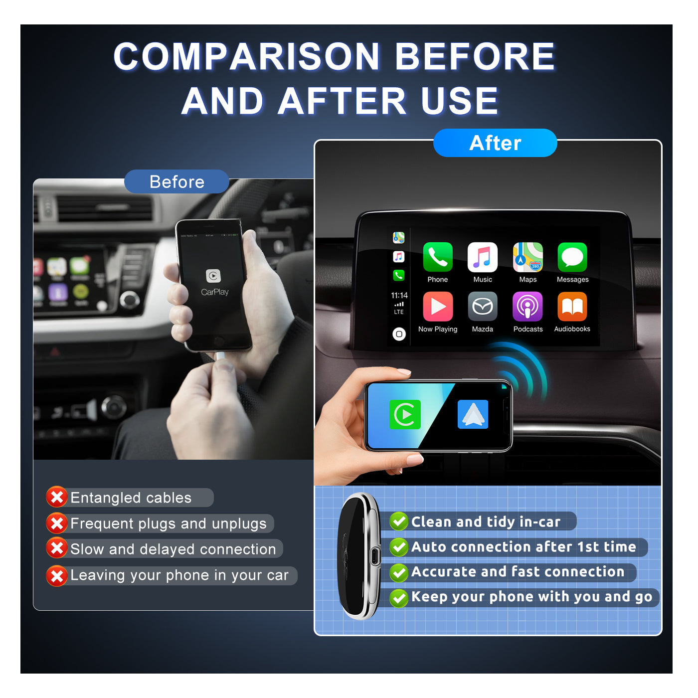 Wireless Carplay Dongle Adapter For iOS iPhone 13 12 11 2022