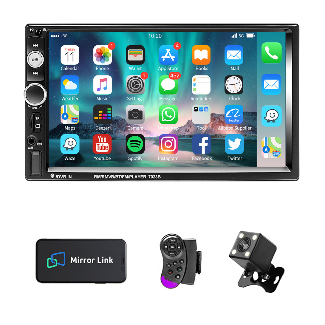 Podofo Double Din Car Stereo with Apple Carplay Android Auto, 7 Inch HD  Touch Screen Bluetooth Car Radio Receiver with Backup Camera, Voice  Control
