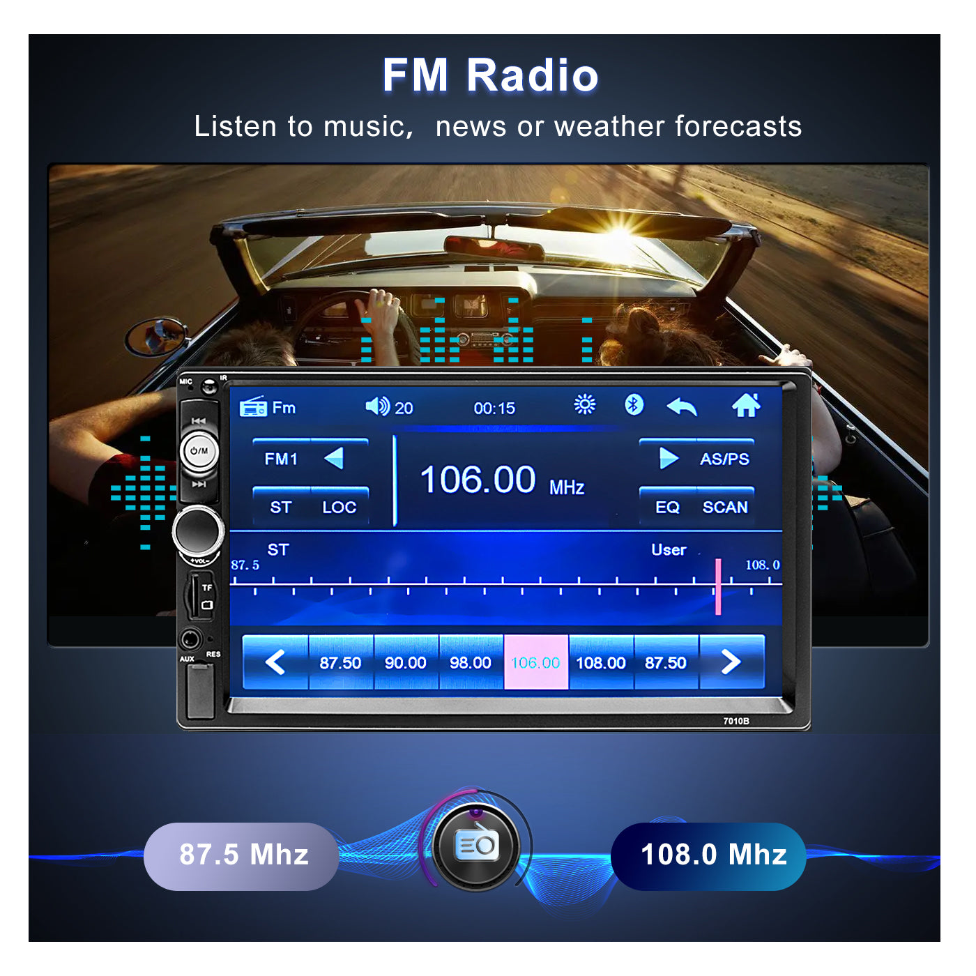 Podofo Autoradio 2 Din Car Radio 7 inches 7018B/7023B - Smart-Auto