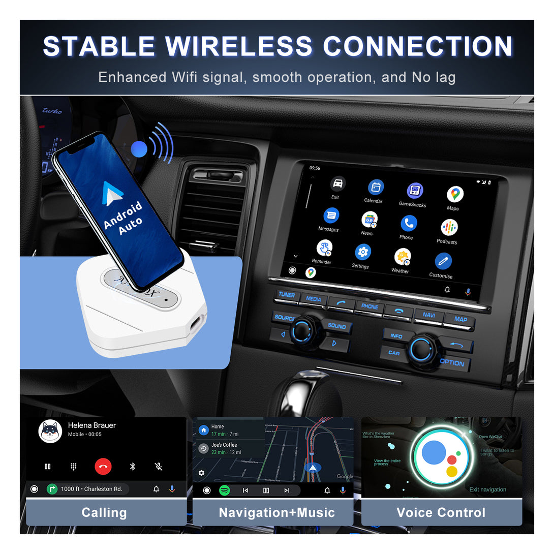 PODOFO Wired to Wireless Android Auto/Carplay Adapter Fastest and Most