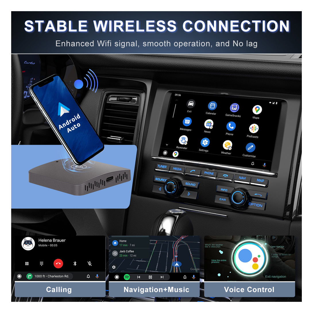 PODOFO 2023 Wired CarPlay to Wireless Apple CarPlay Ai Box Adapter USB