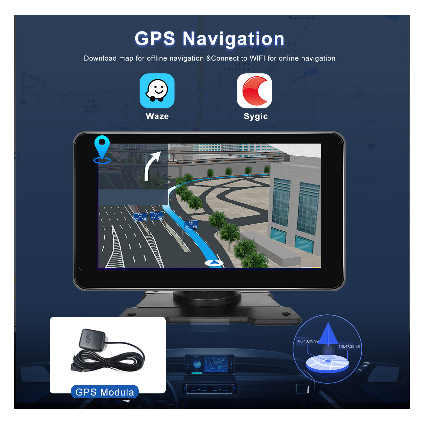 Podofo Carplay Autoradio pour Peugeot 207 2006-2015,Android 2G+32G,9 Écran  Tactile HiFi Android Auto GPS WiFi Bluetooth FM RDS Radio USB