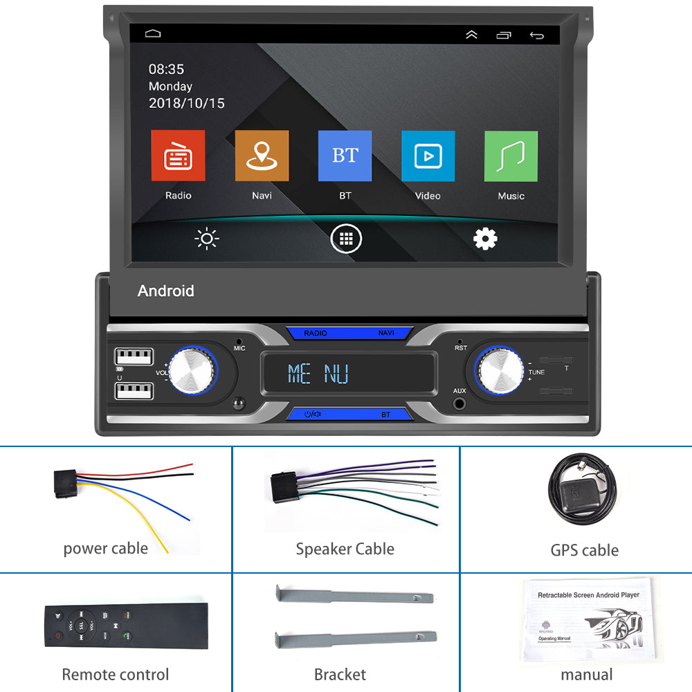 Car Radio 1 Din 6.9 Inch Multimedia Autoradio Stereo Video Touch Screen MP5  Player GPS Bluetooth IPS Android 8.1 RAM 1+16G WiFi
