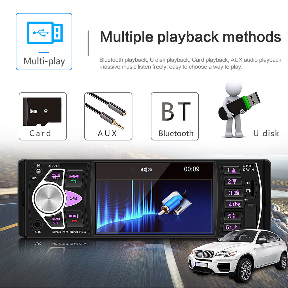 PODOFO Car Multimedia Player 4.1 1Din Car Radio Audio Stereo MP5
