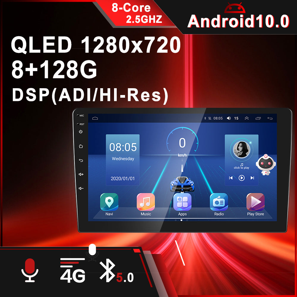 Podofo Android 10 Car Radio 8G+128G WIFI 4G 8 Cores Ai Voice Carplay GPS 8  Inch 2 Din DSP For Dacia Sandero/Duster/Dokker/Logan
